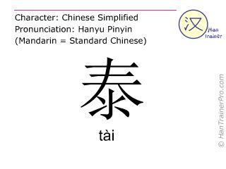 泰 meaning|泰 : safe, peaceful,... : tài 